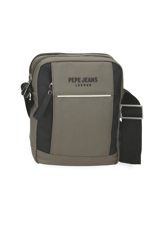 Pepe Jeans Fabric Shoulder / Crossbody Bag with Zipper, Internal Compartments & Adjustable Strap Khaki 6cm