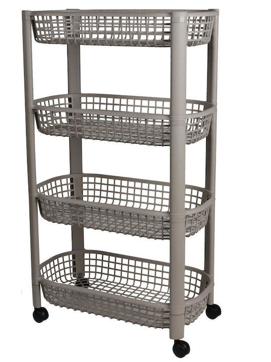 Plastic Kitchen Trolley 4-Tier Brown 46.5x26x79cm