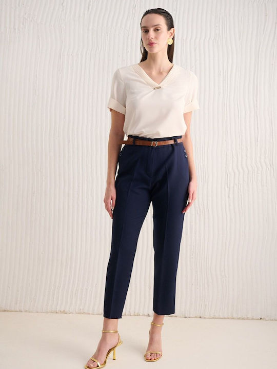 Damen Stoff Hose Blau