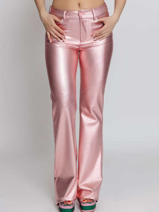 Twenty 29 Women's Fabric Trousers Flare Pink