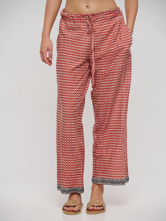 Damen Stoff Hose Rot