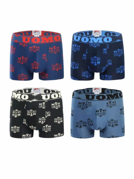 Uomo Herren Boxershorts Mehrfarbig 4Packung