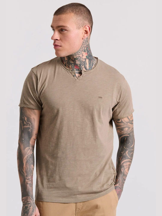 Funky Buddha Men's Short Sleeve Blouse Tobacco