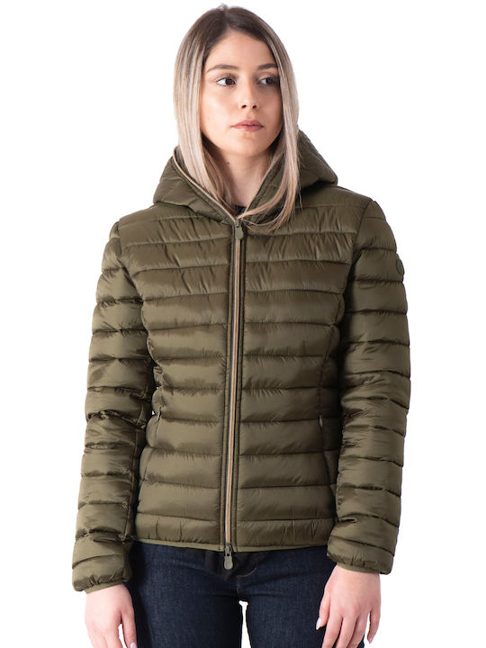 Save The Duck Women's Short Lifestyle Jacket for Winter Green