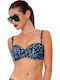 Water Gate Silver Top De Bikini Fără Bretele Cupe D Model Floral Albastru Marin