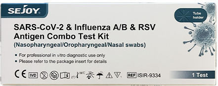 Sejoy SARS-CoV-2 & Influenza A+B & RSV 1бр Самодиагностичен Тест за Бързо Откриване Антигени с Проба от Нос
