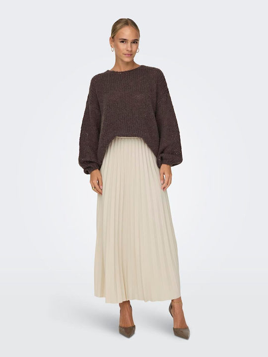 Only Pleated Maxi Skirt in Beige color