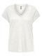 Only Women's Athletic T-shirt Fast Drying with V Neckline White