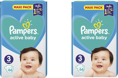 Pampers Tape Diapers Active Baby Active Baby No. 3 for 6-10 kgkg 132pcs