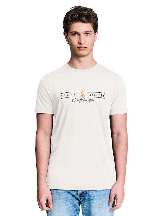 Staff Ανδρικό T-shirt Κοντομάνικο Off White