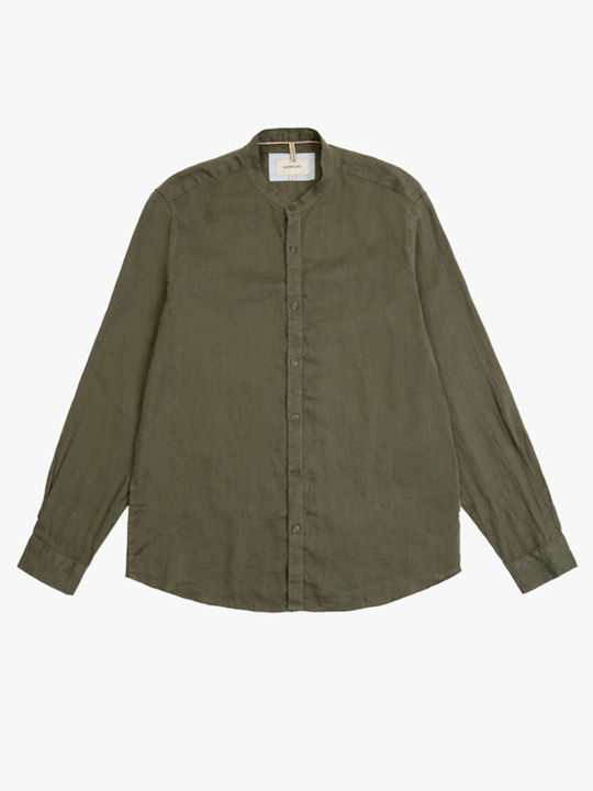 Gianni Lupo Men's Shirt Long Sleeve Linen Green