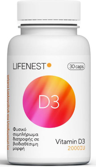 Lifenest Vitamin D3 Vitamina pentru Întărirea Sistemului Imunitar & Sănătatea Oaselor 2000iu 30 capace