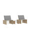 Deckchair Rattan with Cushion Beige 2pcs 70x98cm.