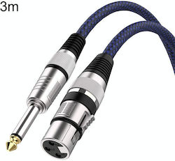 BST XLR male to 6.3mm male 3m Cable Blue (6.35mm) BST XLR male to 6.3mm male 3m Cable Blue (6.35mm)
