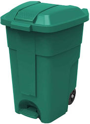 Ready Plastic Wheeled Waste Bin 70lt with Pedal Green