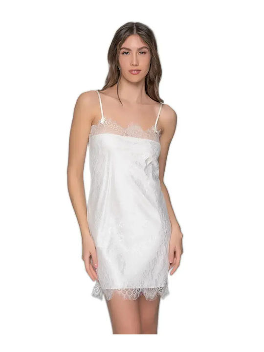 Milena by Paris Summer Satin Bridal Women's Nightdress with String Ivory Coast