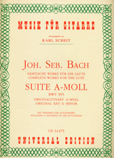 Bach J.s Suite A-moll Bwv 995 Including A Fascimile Autograph