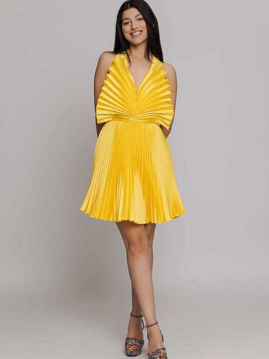 Tassos Mitropoulos Mozart Mini Dress Ventalle Yellow Tm31321