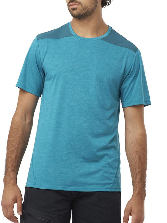 Salomon Bărbați T-shirt Sportiv cu Mânecă Scurtă Albastru Petrol
