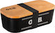 Plastik-Aufbewahrungsbox OCB Schwarz 20x10,5x6,5cm Holzdeckel-Tablett