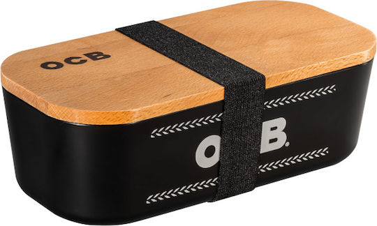 Plastik-Aufbewahrungsbox OCB Schwarz 20x10,5x6,5cm Holzdeckel-Tablett