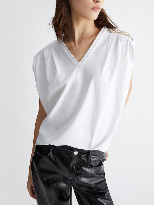 Liu Jo Women's Summer Blouse Cotton Sleeveless White