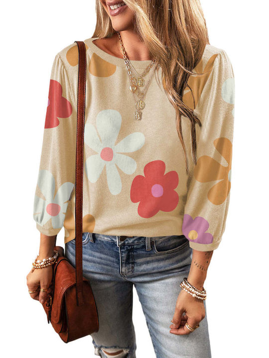 Beige Floral Top Sena Beige