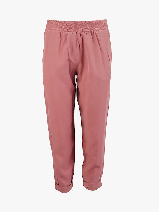 Philosophy Wear Damen Hochgeschnittene Leinen Hose in Boyfriend Passform Rosa