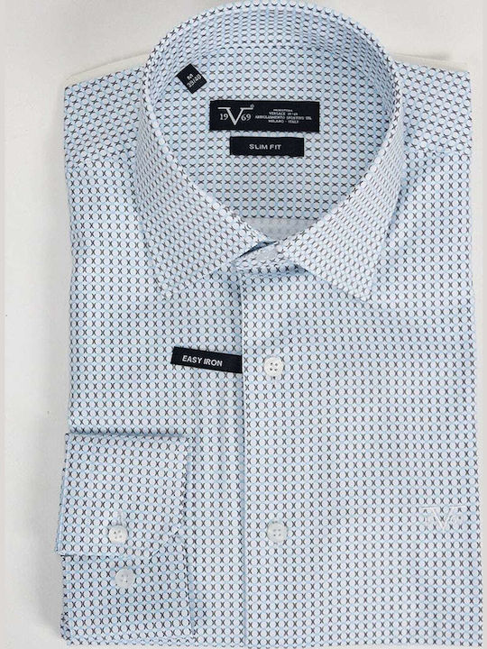 19V69 Long-sleeved Cotton Shirt Blue