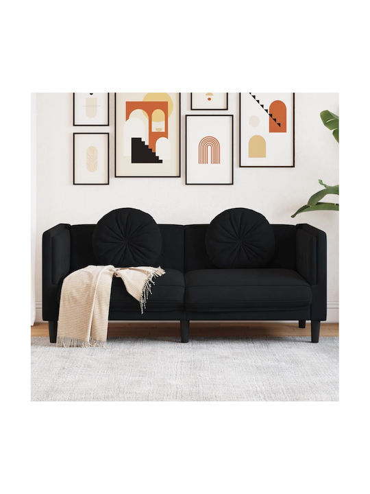 Doppelsitzer Samt Sofa Schwarz mit Dekokissen 1...