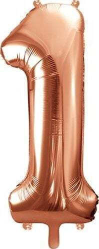 Partydeco Birthday Balloon Number 1 Foil 86cm Rose Gold