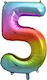 Godan Foil Balloon Number 5 Rainbow 85 Cm 1 Pie...