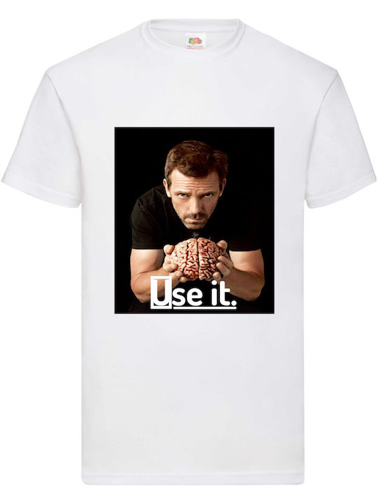 Fruit of the Loom Dr House T-shirt Λευκό Βαμβακερό