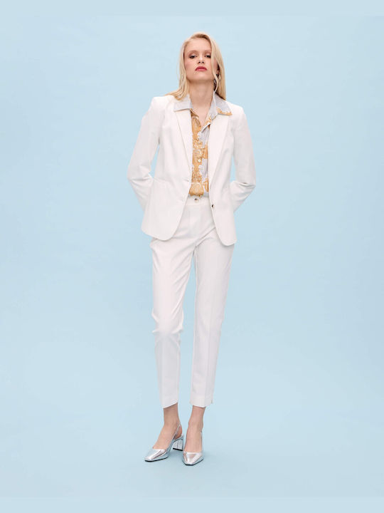 Passager Blazer pentru femei Cu talie Sacou White