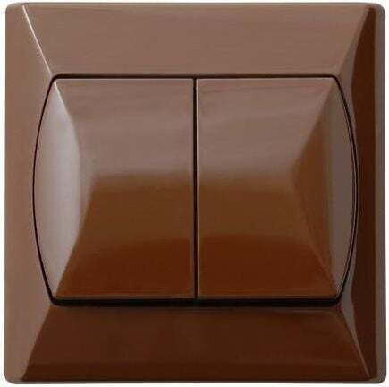 Ospel Akcent Recessed Wall Switch Double with Brown Frame