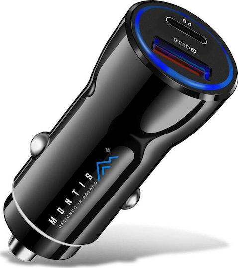 Montis Încărcător Auto 36W 1.5A cu un Port: 1xUSB Negru Culoare
