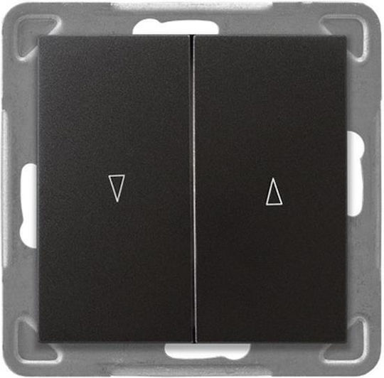 Ospel Recessed Wall Switch Roller Double without Frame Grey