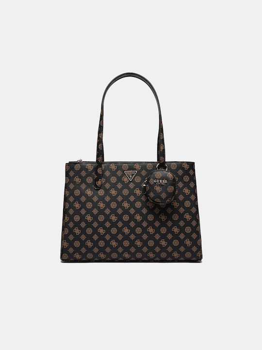 Guess Дерматинена Дамска Чанта Tote За Ръка Кафяв