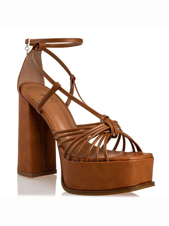 Envie Shoes Damen Sandalen mit hohem Absatz in Braun Farbe
