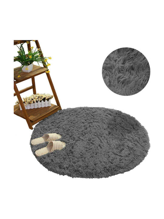 Strado Carpets Rug Round Shaggy Silver