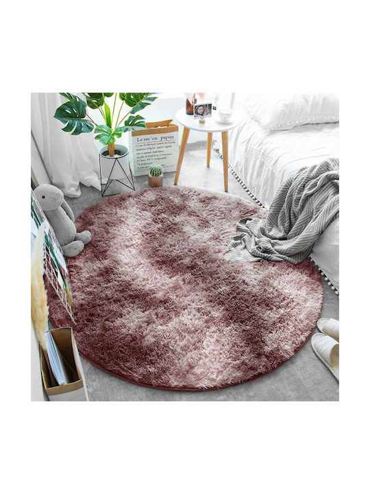 Strado Carpets Teppich Rund Zottelig Rosa