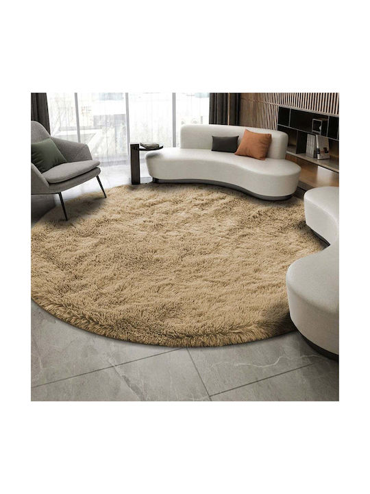 Strado Carpets Teppich Rund Zottelig Light Brown