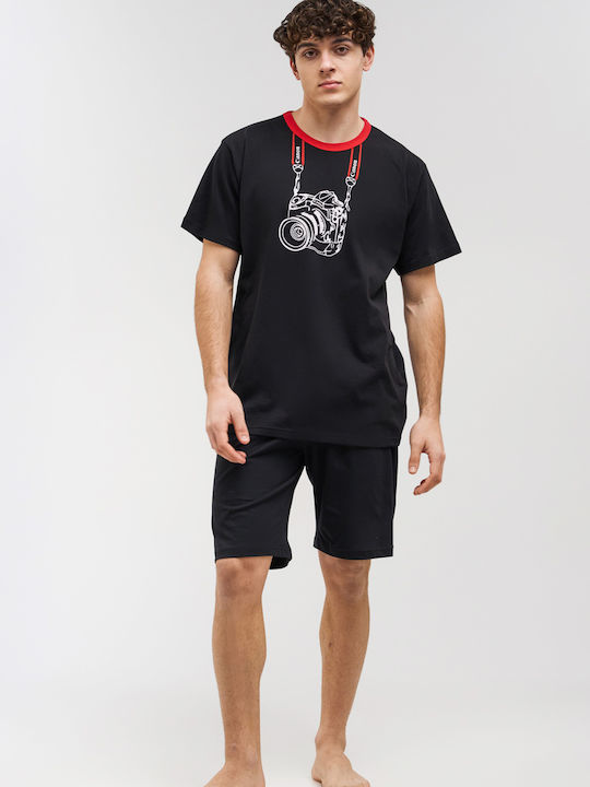 Moutakis Men's Summer Pajamas Set Black