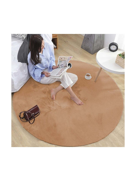 Strado Carpets Rug Round Shaggy LightCamel (Beige)