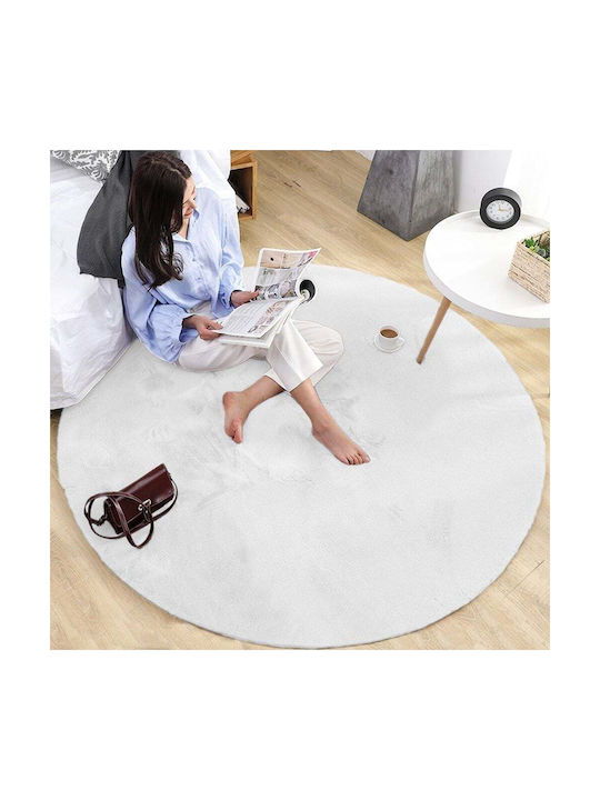 Strado Carpets Rug Round Shaggy White