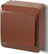 Elektro Plast Waterproof Wall Switch Single with Brown Frame