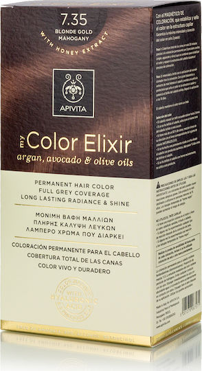 Apivita My Color Elixir Βαφή Μαλλιών Χωρίς Αμμωνία 7.35 Ξανθό Μελί Μαονί 50ml