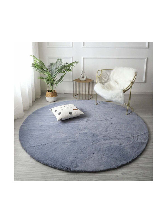 Strado Carpets Rug Round Shaggy Light Grey