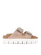 Women's Flat Sandals in Beige Color Narrow Fit