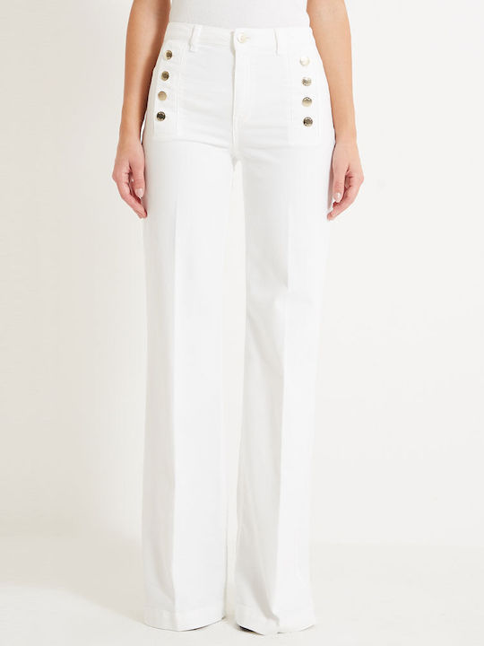 Vicolo High Waist Women's Jean Trousers WHITE